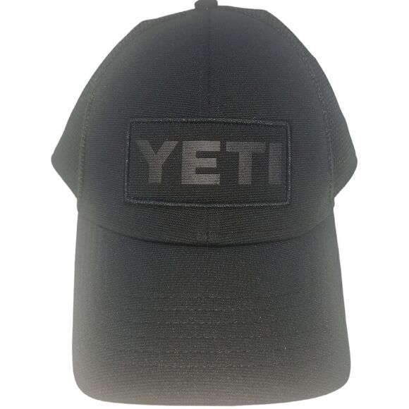 YETI- PATCH ON PATCH TRUCKER Baseball HAT -black - Picture 1 of 3